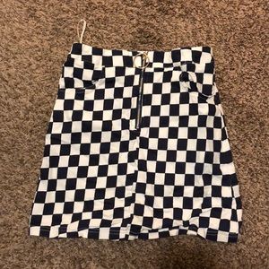 Black and white checked mini skirt